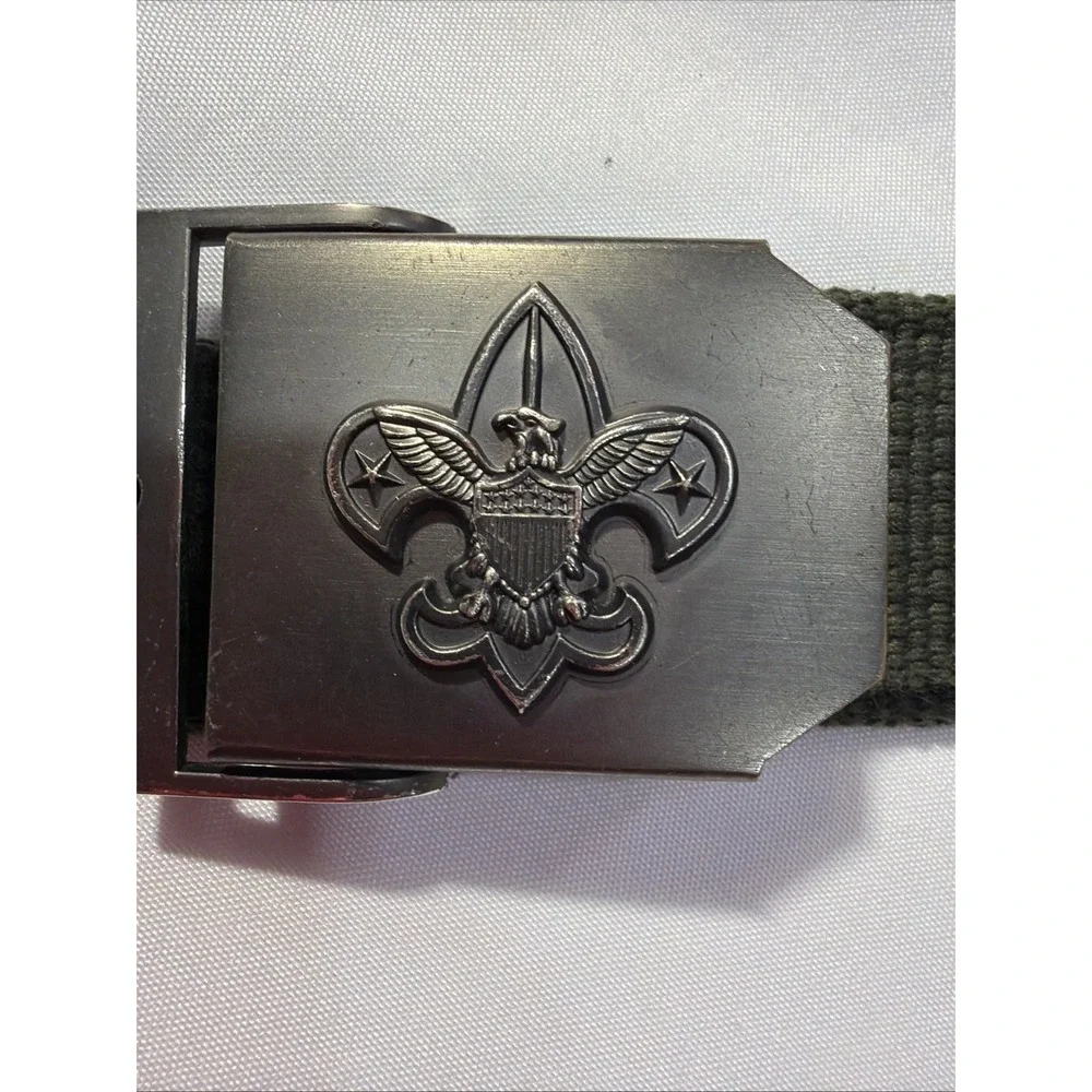 Boy‎ Scouts America Adjustable Web Belt BSA Logo Buckle Green 523